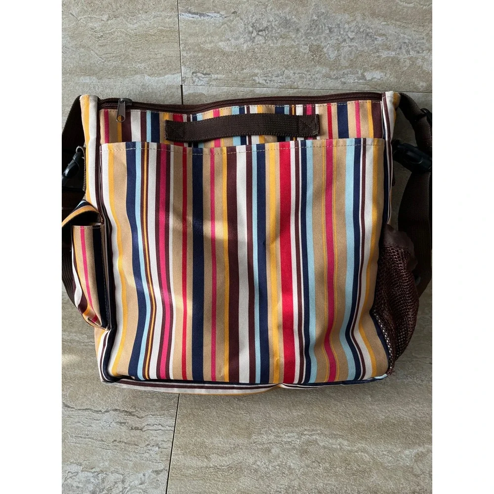 Skip Hop Duo Baby Diaper Bag Unisex Multi Color Striped Canvas Messenger Travel